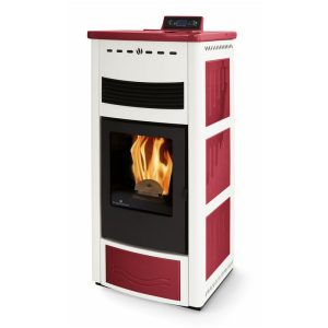 Poêle à granules céramique - ORIGINE PHEBO Maia Maxi Bicolore 12.7 kW
