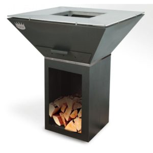 Barbecue à bois CLEMENTI Colorado - Acier inox - L 80 x P 60 x H 100 cm