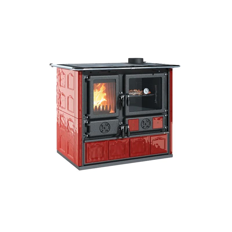 Cuisinière à bois raccordable LA NORDICA Rosa.16 Maiolica Bordeaux 8.8 kW