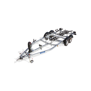 Remorque porte-bateau multi-rouleaux freinée double essieu OCEANE - PTAC 2000 kg
