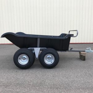 Remorque quad 2 essieux benne basculante manuelle - PTC 550 kg, caisse polypropylène