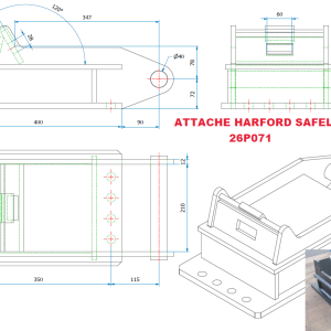 Attache rapide HARFORD SAFELOK SL 30 pour mini-pelle Takeuchi